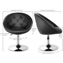 Load image into Gallery viewer, 1 Piece Modern Adjustable Swivel Round PU Leather Chair-Black - Color: Black