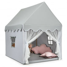 Load image into Gallery viewer, Kids Large Play Castle Fairy Tent with Mat-Gray - Color: Gray