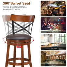 Load image into Gallery viewer, Set of 2 Bar Stools 360-Degree Swivel Dining Bar Chairs with Rubber Wood Legs-25 inch - Color: Walnut - Size: M