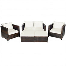 Load image into Gallery viewer, 5 Pieces Patio Cushioned Rattan Furniture Set-White - Color: White