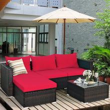 Load image into Gallery viewer, 5 Pieces Patio Rattan Sectional Furniture Set with Cushions and Coffee Table-Red - Color: Red