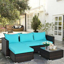 Load image into Gallery viewer, 5 Pieces Patio Rattan Furniture Set with Coffee Table-Turquoise - Color: Turquoise
