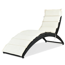 Load image into Gallery viewer, Folding Patio Rattan Lounge Cushioned Portable Chair - Color: Beige