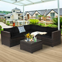 Load image into Gallery viewer, 6 Pieces Patio Furniture Sofa Set with Cushions for Outdoor-Black - Color: Black
