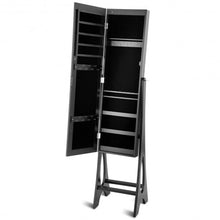 Load image into Gallery viewer, LED Jewelry Cabinet Armoire Organizer with Bevel Edge Mirror-Black - Color: Black