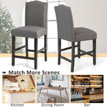 Load image into Gallery viewer, 2 Pcs Fabric Nail Head Counter Height Dining Side Chairs Set-Gray - Color: Gray