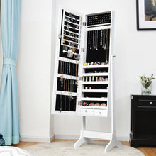 Load image into Gallery viewer, Lockable Mirrored Jewelry Cabinet Armoire Storage Organizer Box-White - Color: White