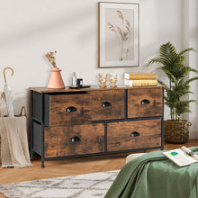 Load image into Gallery viewer, Dresser Organizer with 5 Drawers and Wooden Top-Rustic Brown - Color: Rustic Brown