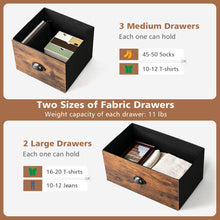 Load image into Gallery viewer, Dresser Organizer with 5 Drawers and Wooden Top-Rustic Brown - Color: Rustic Brown
