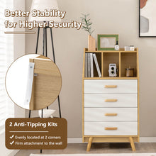 Load image into Gallery viewer, 4-Drawer Dresser with 2 Anti-Tipping Kits for Bedroom-Natural - Color: Natural