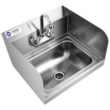 Load image into Gallery viewer, Stainless Steel Sink Wall Mount Hand Washing Sink with Faucet and Side Splash