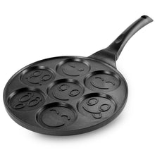 Load image into Gallery viewer, Megachef Happy Face Emoji 10.5 Inch Aluminum Nonstick Pancake Maker Pan With Cool Touch Handle
