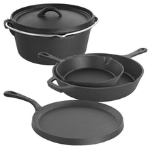 Load image into Gallery viewer, Megachef Pre-seasoned Cast Iron 5-piece Kitchen Cookware Set, Pots And Pans
