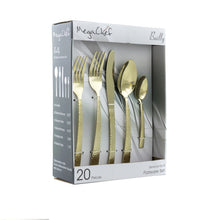 Load image into Gallery viewer, Megachef Baily 20 Piece Flatware Utensil Set, Stainless Steel Silverware Metal Service For 4 In Light Gold
