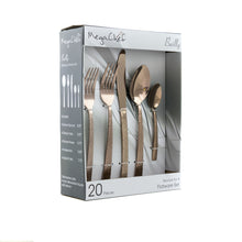 Load image into Gallery viewer, Megachef Baily 20 Piece Flatware Utensil Set, Stainless Steel Silverware Metal Service For 4 In Rose Gold
