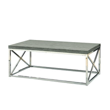 Load image into Gallery viewer, Modern Coffee Table with Chrome Metal Frame and Dark Taupe Wood Top