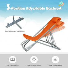Load image into Gallery viewer, Portable Beach Chair Set of 2 with Headrest -Orange - Color: Orange