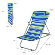 Load image into Gallery viewer, Portable Beach Chair Set of 2 with Headrest -Blue - Color: Blue