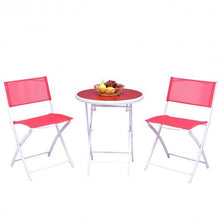 Load image into Gallery viewer, 3 Pieces Patio Folding Bistro Set for Balcony or Outdoor Space-Red - Color: Red
