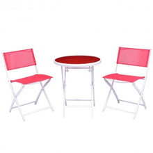 Load image into Gallery viewer, 3 Pieces Patio Folding Bistro Set for Balcony or Outdoor Space-Red - Color: Red
