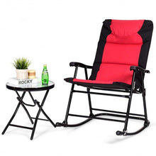 Load image into Gallery viewer, 3 Pcs Outdoor Folding Rocking Chair Table Set with Cushion-Black&amp;Red - Color: Red