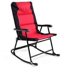 Load image into Gallery viewer, 3 Pcs Outdoor Folding Rocking Chair Table Set with Cushion-Black&amp;Red - Color: Red