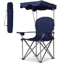 Load image into Gallery viewer, Portable Folding Beach Canopy Chair with Cup Holders-Blue - Color: Blue

