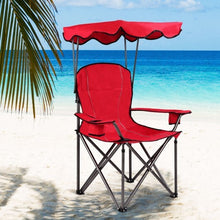 Load image into Gallery viewer, Portable Folding Beach Canopy Chair with Cup Holders-Red - Color: Red
