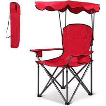 Load image into Gallery viewer, Portable Folding Beach Canopy Chair with Cup Holders-Red - Color: Red
