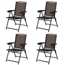 Load image into Gallery viewer, 4 Pieces Folding Dining Chairs with Steel Armrests and Sling Back