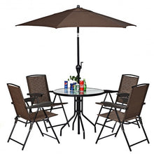 Load image into Gallery viewer, 4 Pieces Folding Dining Chairs with Steel Armrests and Sling Back