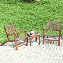 Load image into Gallery viewer, 3 Pieces Outdoor Wooden Patio Rattan Furniture Set