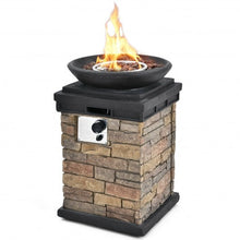 Load image into Gallery viewer, 40000BTU Outdoor Propane Burning Fire Bowl Column Realistic Look Firepit Heater-Brown - Color: Brown