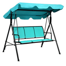 Load image into Gallery viewer, Outdoor Patio 3 Person Porch Swing Bench Chair with Canopy-Blue - Color: Blue