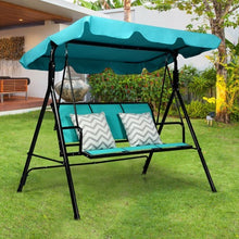 Load image into Gallery viewer, Outdoor Patio 3 Person Porch Swing Bench Chair with Canopy-Blue - Color: Blue
