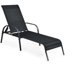 Load image into Gallery viewer, Adjustable Patio Chaise Folding Lounge Chair with Backrest-Black - Color: Black