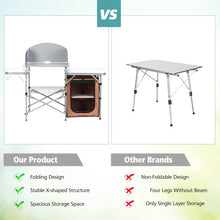 Load image into Gallery viewer, Foldable Outdoor BBQ Portable Grilling Table With Windscreen Bag - Color: Brown