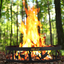 Load image into Gallery viewer, 36 Inch Metal Fire Pit Ring Deer with Extra Poker Bonfire Liner for Campfire