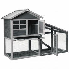 Load image into Gallery viewer, Wooden Rabbit Hutch with Unique Slant Sunlight Panel and Ventilation Door - Color: Gray
