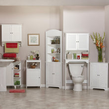 Load image into Gallery viewer, White Bathroom Wall Cabinet with 2 Louver Shutter Doors and Shelf
