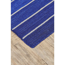 Load image into Gallery viewer, 2&#39; x 3&#39; Striped Hand-Tufted Wool/Cotton Blue Area Rug