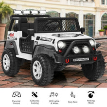 Load image into Gallery viewer, 12V Kids Remote Control Electric Ride On Truck Car with Lights and Music -White - Color: White
