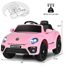 Load image into Gallery viewer, Volkswagen Beetle Kids Electric Ride On Car with Remote Control-Pink - Color: Pink
