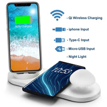 Load image into Gallery viewer, Trexonic Wireless Charger 3 In 1 Charger Dock With Wireless Charging Station And Soft Light Toadstool Lamp
