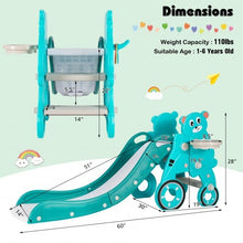 Load image into Gallery viewer, 4-in-1 Foldable Baby Slide Toddler Climber Slide PlaySet with Ball-Green - Color: Green