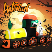 Load image into Gallery viewer, 8 Feet Halloween Inflatable Skeleton Ride on Train with LED Lights
