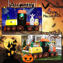 Load image into Gallery viewer, 8 Feet Halloween Inflatable Skeleton Ride on Train with LED Lights

