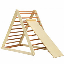 Load image into Gallery viewer, Foldable Wooden Climbing Triangle Indoor with Ladder for Toddler Baby-Natural - Color: Natural