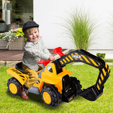 Load image into Gallery viewer, Outdoor Kids Ride On Construction Excavator with Safety Helmet - Color: Yellow
