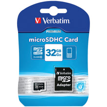 Load image into Gallery viewer, Verbatim 44083 microSDHC Card with Adapter (32GB; Class 10)